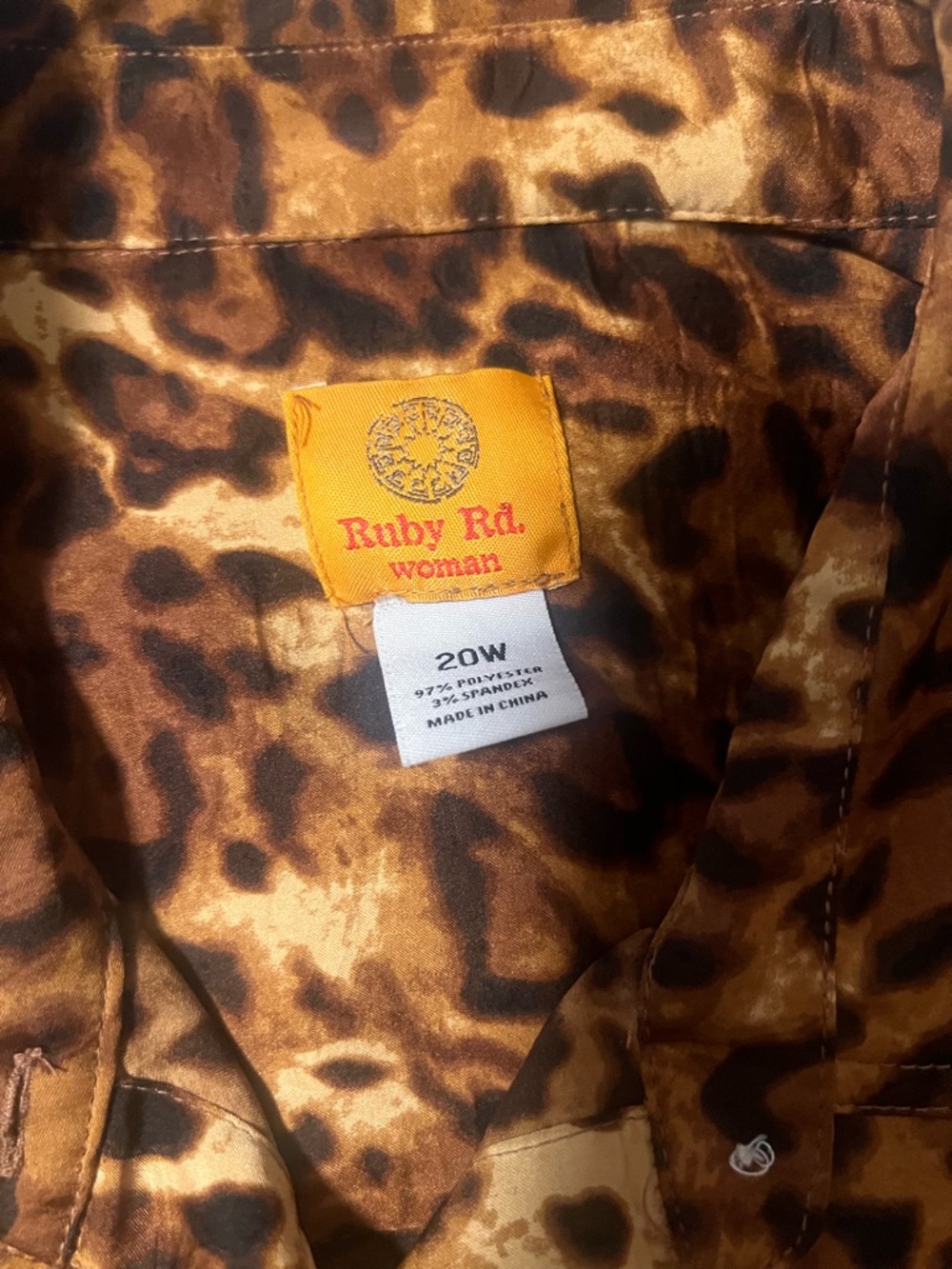 Ruby Rd. Leopard Print Satin Crop Jacket - Brown - Picture 4 of 5